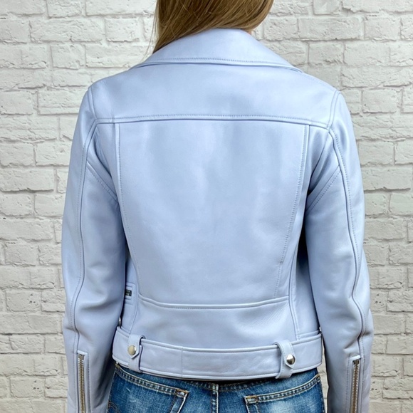 NWOT Acne Studios Mock Leather Jacket in Light Blue/Lavender Sz34 - Picture 4 of 4
